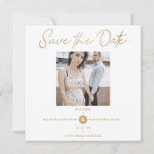 Golden Effect Elegant Custom Photo Wedding Save The Date (Voorkant)