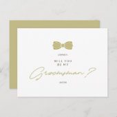 Golden Effect Groomsman Bow Wedding Proposal Briefkaart (Voorkant / Achterkant)