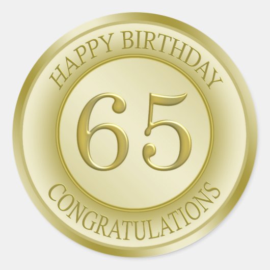 Golden effect Happy 65th Birthday Sticker (Voorkant)