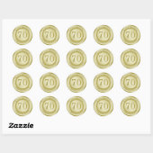 Golden effect Happy 70th Birthday Sticker (Vel)