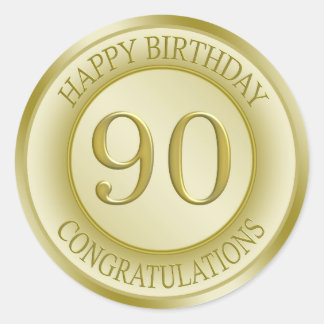 Golden effect Happy 90th Birthday Sticker