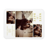 Golden Effect Modern 3 Aangepaste foto's bruiloft Magneet (Horizontaal)