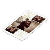 Golden Effect Modern 3 Aangepaste foto's bruiloft Magneet (Linkerzijde)