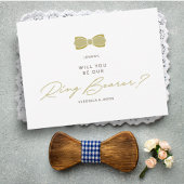 Golden Effect Ring Bearer Bow Weddenschap Voorstel Briefkaart