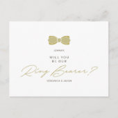 Golden Effect Ring Bearer Bow Weddenschap Voorstel Briefkaart (Voorkant)