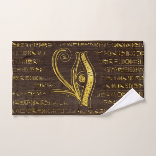 Golden Egyptian Eye of Horus and hieroglyphics Bad Handdoek (Handdoek)