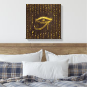 Golden Egyptian Eye of Horus and hieroglyphics Canvas Afdruk (Insitu (Slaapkamer))