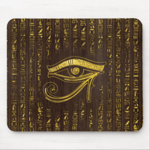 Golden Egyptian Eye of Horus and hieroglyphics Muismat