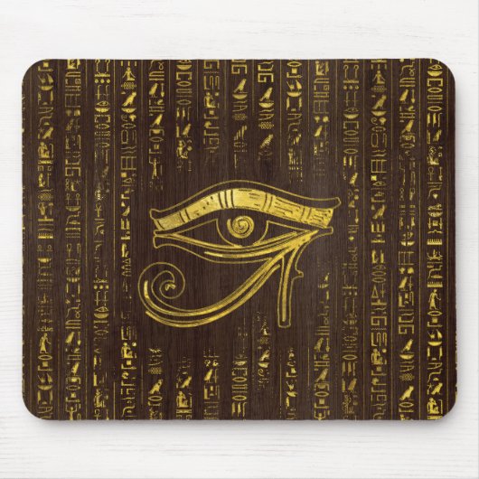 Golden Egyptian Eye of Horus and hieroglyphics Muismat (Voorkant)