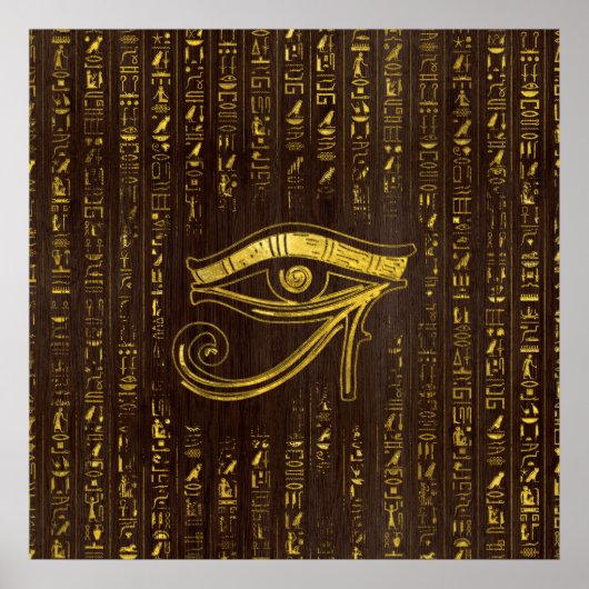 Golden Egyptian Eye of Horus and hieroglyphics Poster (Voorkant)