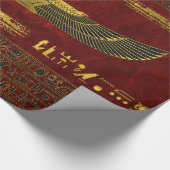 Golden Egyptian God Ornament op rood leder Cadeaupapier (Hoek)