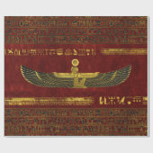 Golden Egyptian God Ornament op rood leder Cadeaupapier (Vlak)