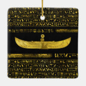 Golden Egyptian God Ornament op zwart leder (Achterkant)