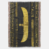 Golden Egyptian God Ornament op zwart leder Deken (Voorkant Verticaal)
