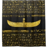 Golden Egyptian God Ornament op zwart leder Douchegordijn (Voorkant)