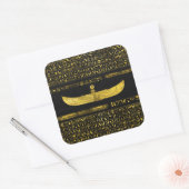 Golden Egyptian God Ornament op zwart leer Vierkante Sticker (Envelop)
