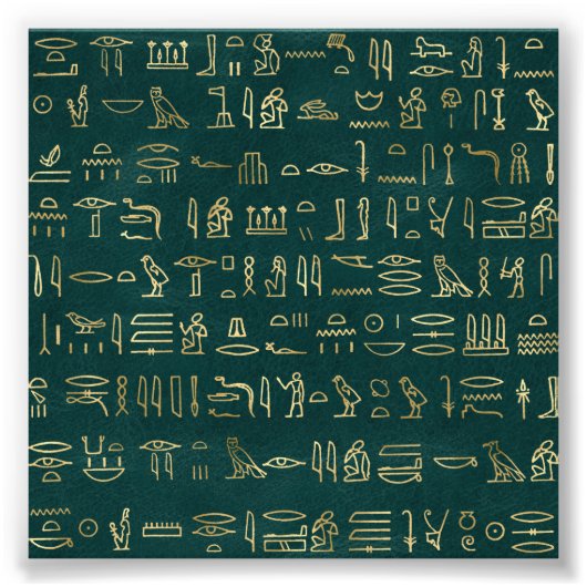 Golden Egyptian Hieroglyphs Typografie Egypte Foto Afdruk (Voorkant)