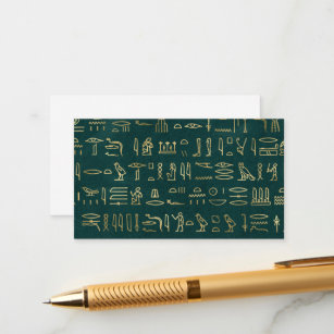 Golden Egyptian Hieroglyphs Typografie Egypte Informatiekaartje