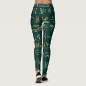 Golden Egyptian Hieroglyphs Typografie Egypte Leggings (Achterkant)