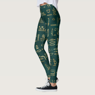 Golden Egyptian Hieroglyphs Typografie Egypte Leggings