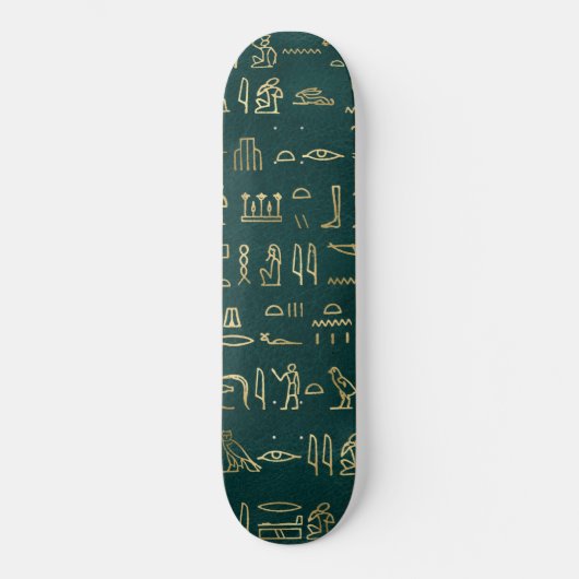 Golden Egyptian Hieroglyphs Typografie Egypte Persoonlijk Skateboard (Voorkant)