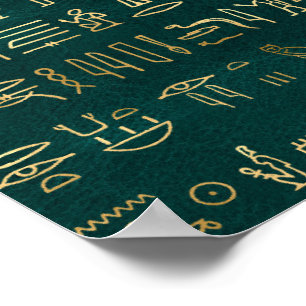 Golden Egyptian Hieroglyphs Typografie Egypte Poster