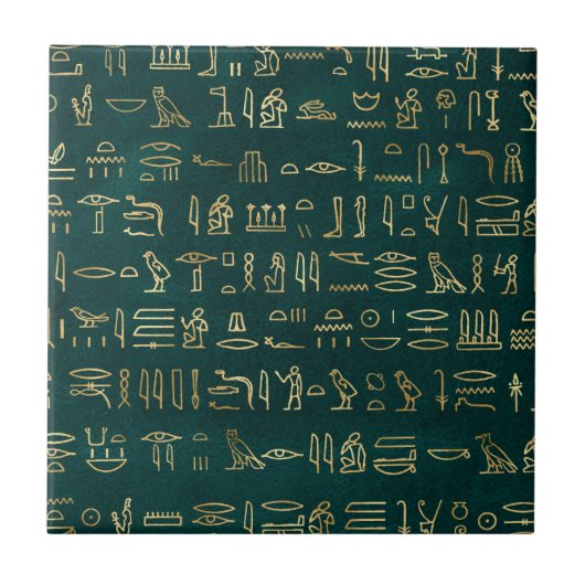Golden Egyptian Hieroglyphs Typografie Egypte Tegeltje (Voorkant)