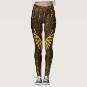 Golden Egyptian Horus Falcon en hieroglyphics Leggings (Voorkant)