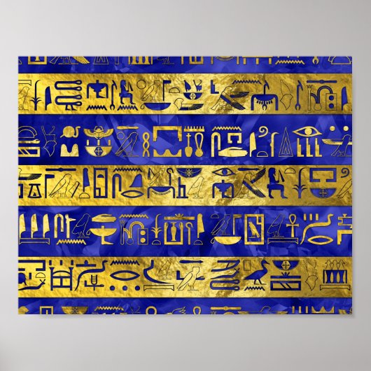Golden Egyptische hiërogliefen patroon Poster (Voorkant)