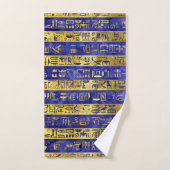 Golden-Egyptische hiërogliefroons patroonblauw Bad Handdoek (Handdoek)