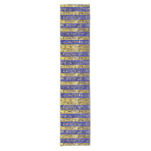 Golden-Egyptische hiërogliefroons patroonblauw Korte Tafelloper (Voorkant)