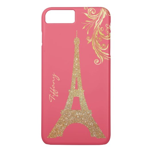 Golden Eiffel Tower Custom iPhone 7 Plus Hoesje (Achterkant)