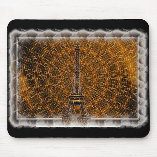 Golden Eiffel Tower Mousepad Muismat (Voorkant)