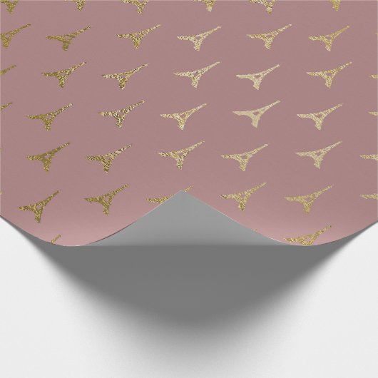 Golden Eiffel Tower Paris Mauve Lila Blush Pink Cadeaupapier (Hoek)