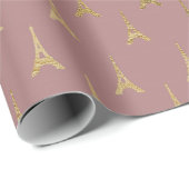 Golden Eiffel Tower Paris Mauve Lila Blush Pink Cadeaupapier (Rol Hoek)