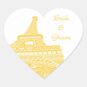 Golden Eiffeltoren Hart Gevormde Sticker