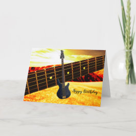 Golden Electric Guitar Birthday Kaart