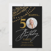 Golden Elegance: 50ste verjaardag Kaart (Voorkant)