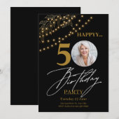 Golden Elegance: 50ste verjaardag Kaart (Voorkant / Achterkant)