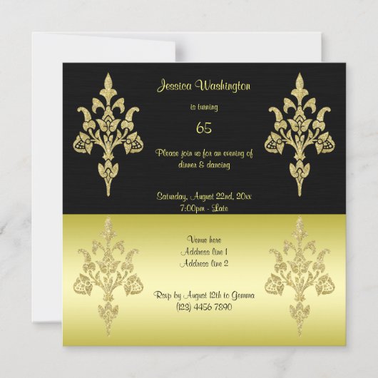 Golden Elegance 65th Birthday Party Magnetische Uitnodiging (Voorkant)