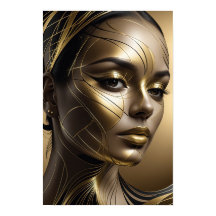 Golden Elegance: Abstracte kunst voor vrouwen