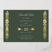 Golden Elegance Art Nouveau Save the Date Kaart (Voorkant)