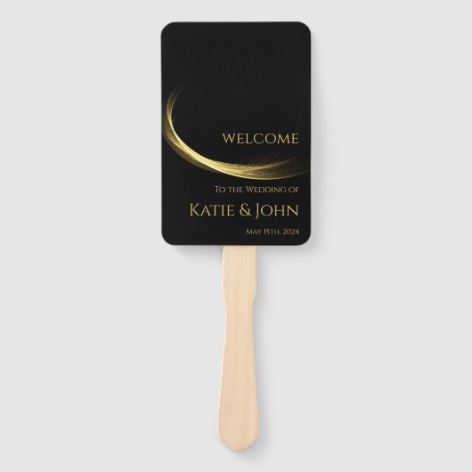 Golden Elegance-bruiloft programma- Handwaaier (Voorkant)