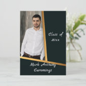 Golden Elegance Class of Photo Afstuderen 3 Kaart (Staand voorkant)