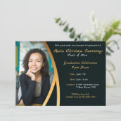 Golden Elegance Class Of Photo Graduation Aankondiging (Staand voorkant)