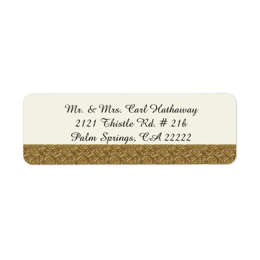 Golden Elegance Custom Return Adres Label (Voorkant)