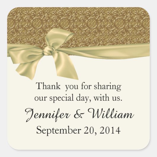Golden Elegance Custom Wedding Favor Sticker (Voorkant)