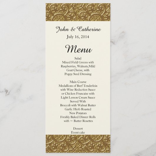 Golden Elegance Custom Wedding Menu (Voorkant)