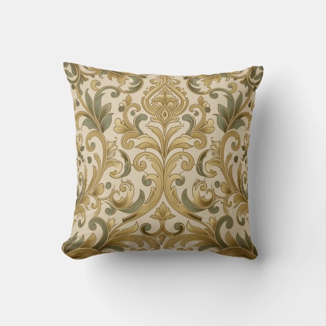 Golden Elegance Damask Kussen (Voorkant)