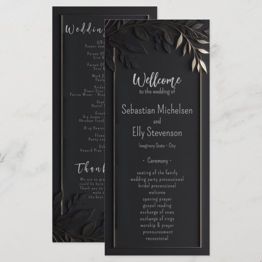 Golden Elegance Floral bruiloft programma Platte K (Voorkant / Achterkant)